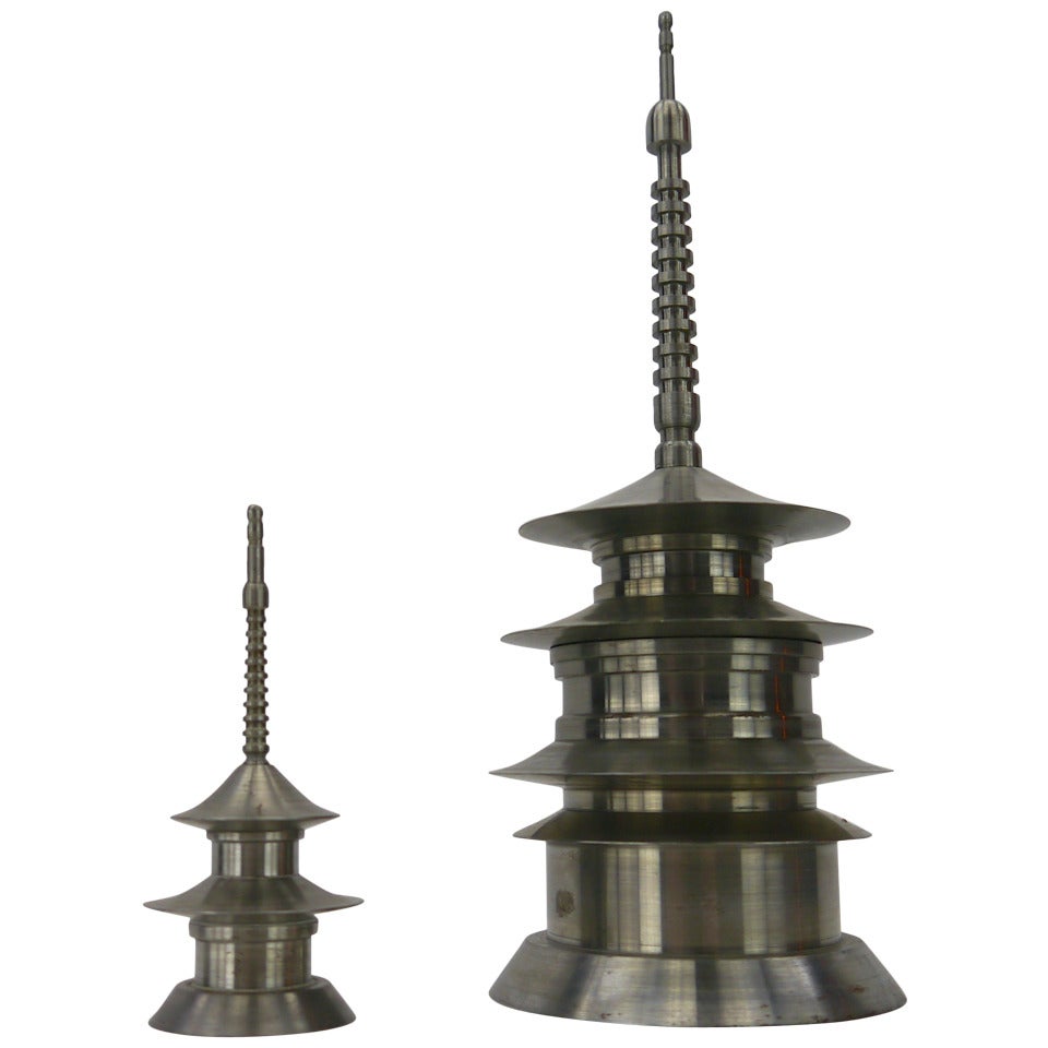 Pair of nesting machined Japanese Shrines