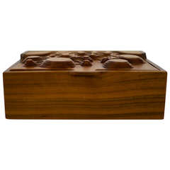 Retro Interesting Studio Made Carved Box in Walnut