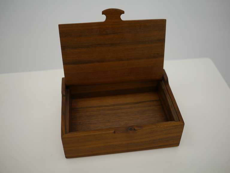 Interesting Studio Made Carved Box in Walnut For Sale 1