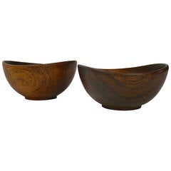 Pair of Turned Danish Rosewood Bowls