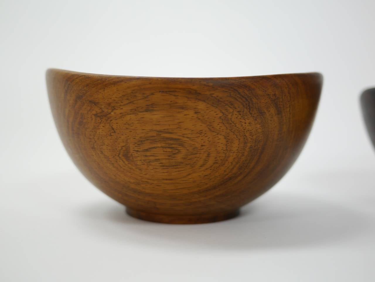 Pair of turned Danish rosewood bowls. Both marked 