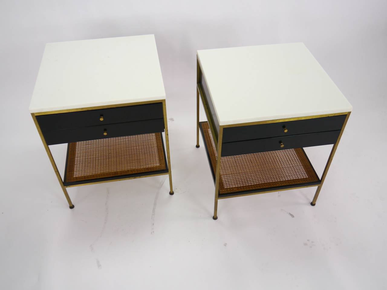 Pair of Paul McCobb Irwin Collection Nightstands with Vitrolite Tops 1