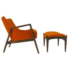 Ib Kofod Larsen Lounge Chair and Ottoman
