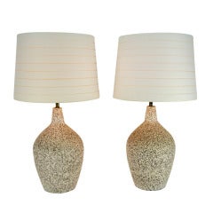 Pair of mid century volcanic glaze lamps