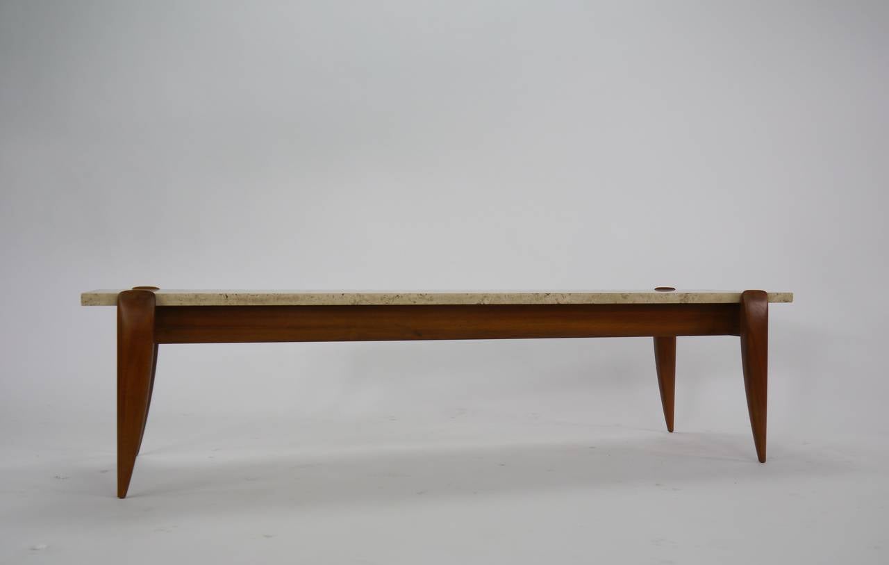 Gio Ponti Travertine Coffee Table for Singer and Sons