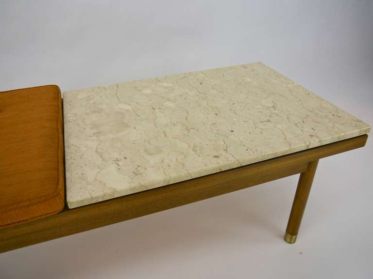 Harvey Probber Marble and Mahogany Bench In Good Condition In Hadley, MA