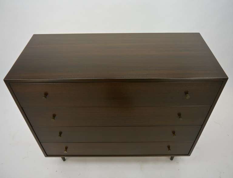 Mid-Century Modern Mahogany and Brass Dresser by Harvey Probber For Sale