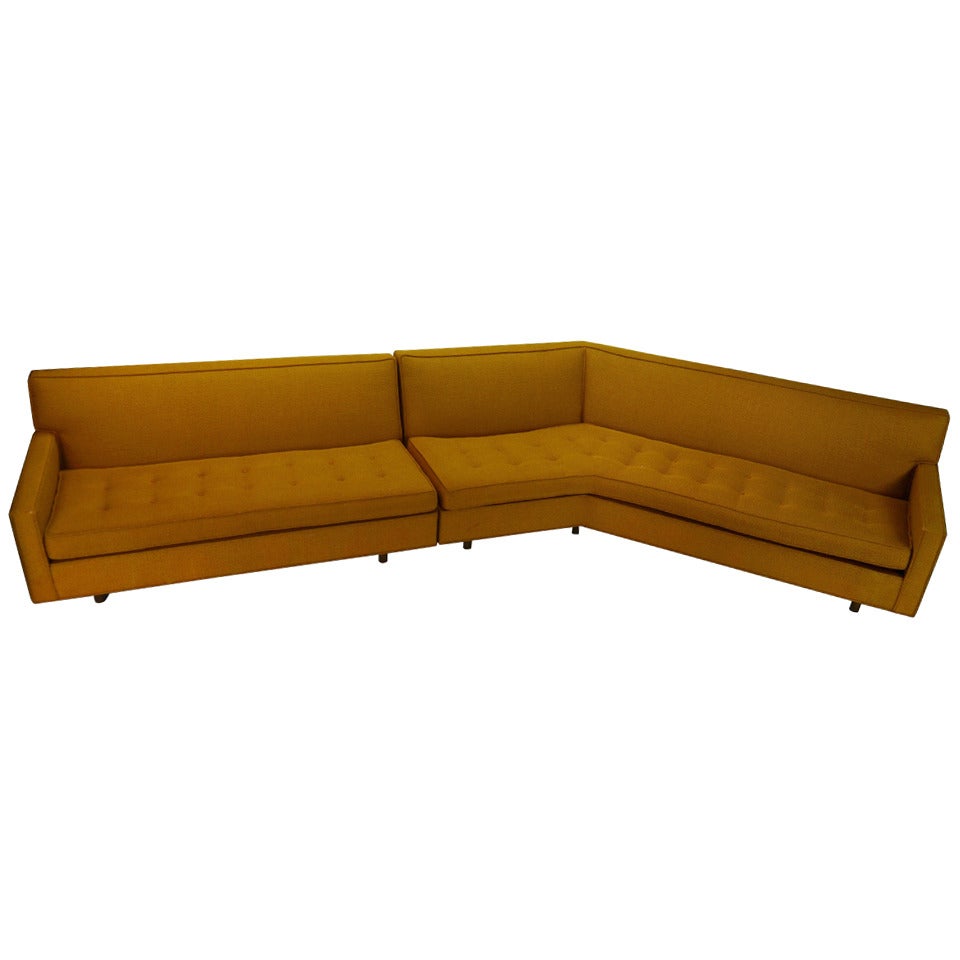 Large Two-Piece Button Tufted Sectional Sofa by Harvey Probber For Sale