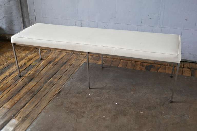 American Pair of Minimalist Mid-Century Benches in Satin Chrome