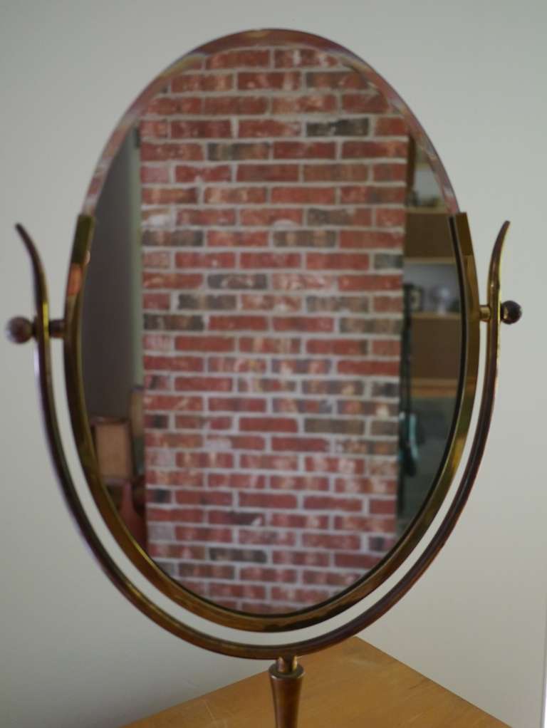 Vintage Charles Hollis Jones Wishbone Brass Table Mirror at 1stDibs