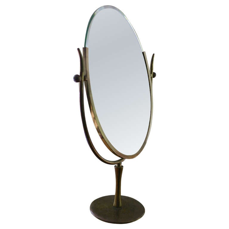 Vintage Charles Hollis Jones Wishbone Brass Table Mirror at 1stDibs