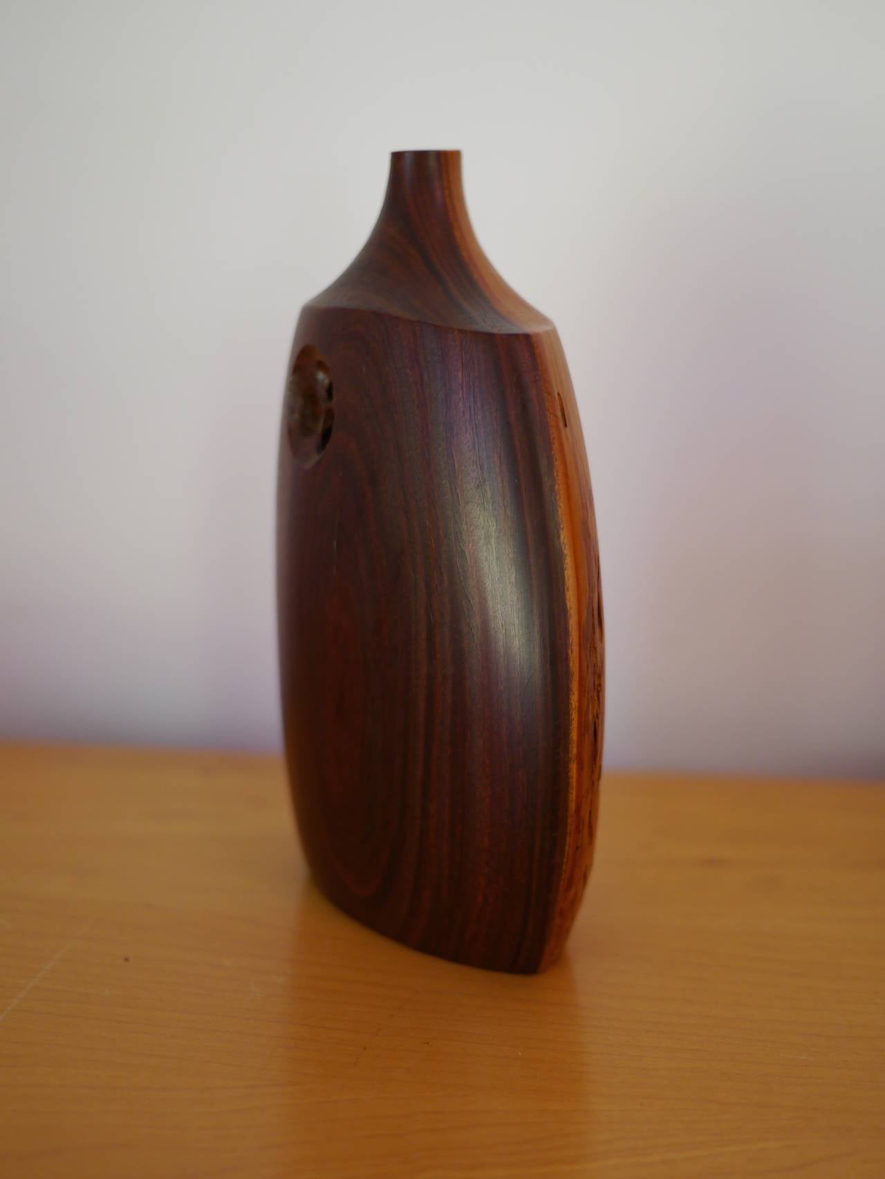 Carved Lignum Vitae vase by Doug Ayers. Signed Doug Ayers, labeled Lignum Vitae.