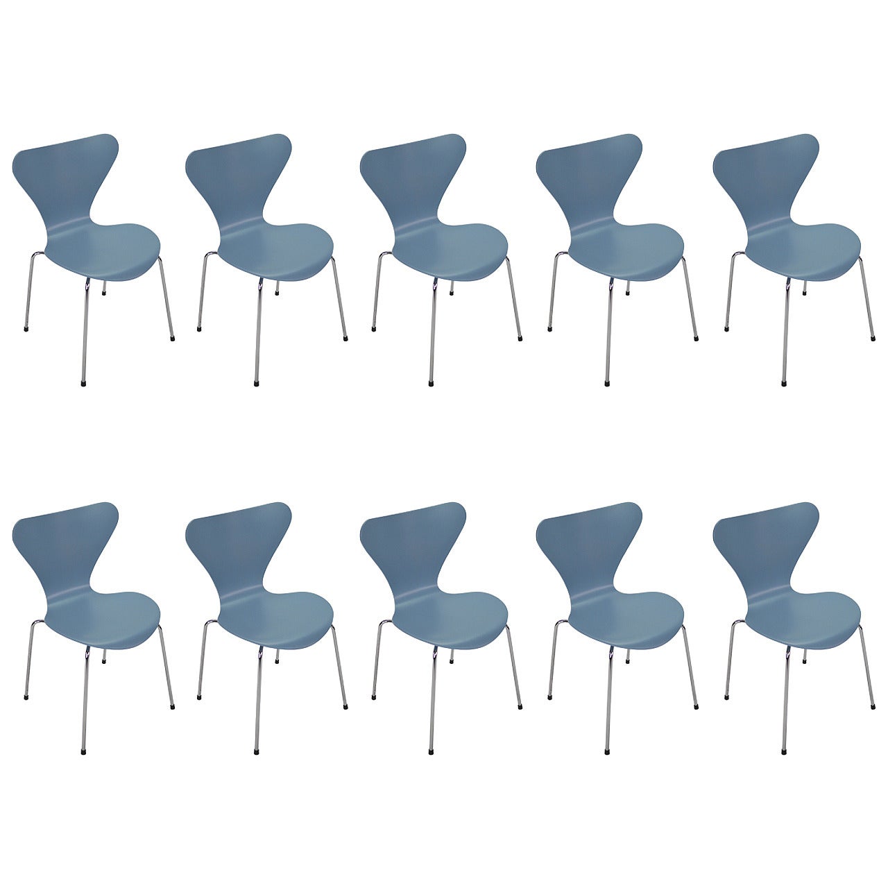 Ten Vintage Powder Blue Series 7 Chairs by Arne Jacobsen for Fritz Hansen