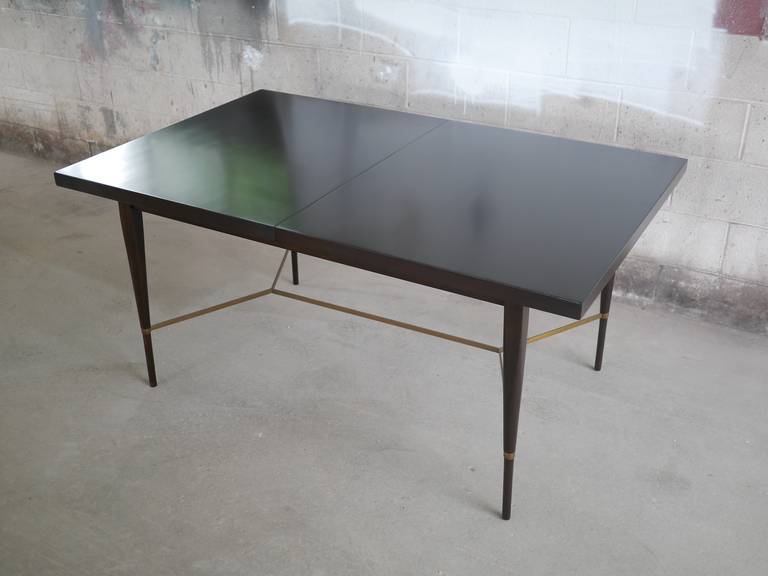 Mahogany Paul McCobb Irwin Collection Dining Table with Brass Stretcher