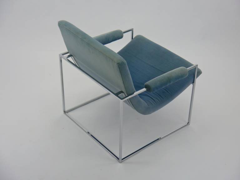 Pair of minimalist Lounge Chairs by Milo Baughman for Thayer Coggin In Excellent Condition In Hadley, MA
