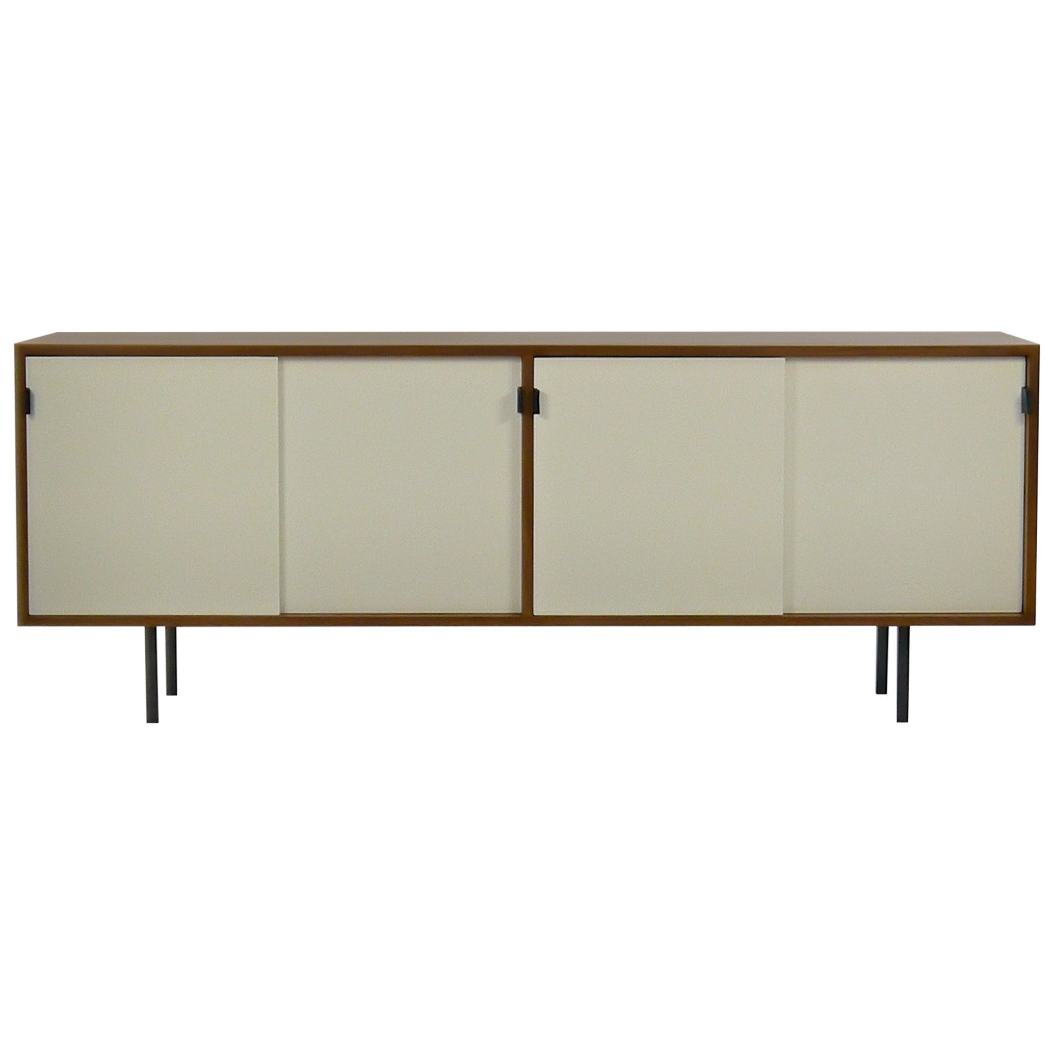 Credenza in Walnut and White Lacquer by Florence Knoll