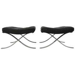 Pair Mies Van Der Rohe for Knoll Barcelona stools