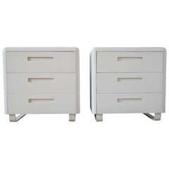 Vintage Pair Plymodern Dressers In White Lacquer