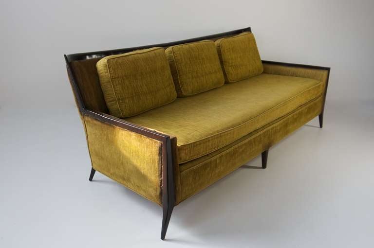 American Rare Paul McCobb Walnut Framed Sofa