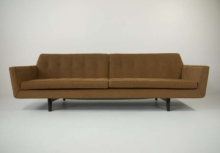 Edward Wormley designed, Dunbar floating sofa. This design is a more sculptural, refined version of Wormley's earlier design.