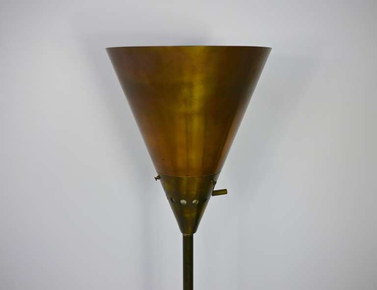 American Rare Harry Weese Baldry Indirect Floor Lamp Model #13 In Brass