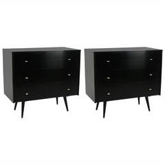 Pair of Paul McCobb Dressers in Dark Walnut Lacquer, circa 1950s