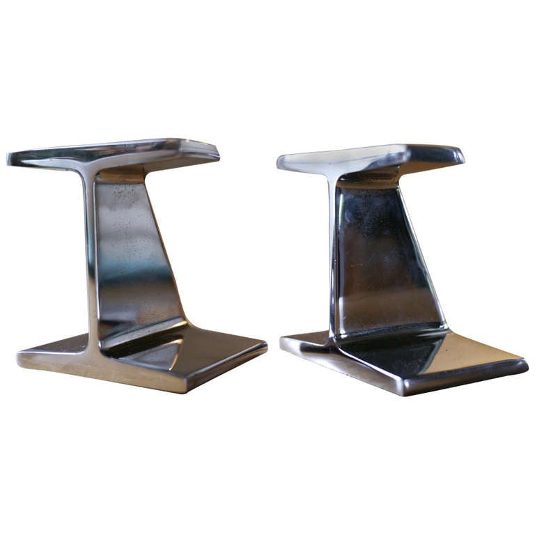 Chrome I beam bookends For Sale at 1stdibs