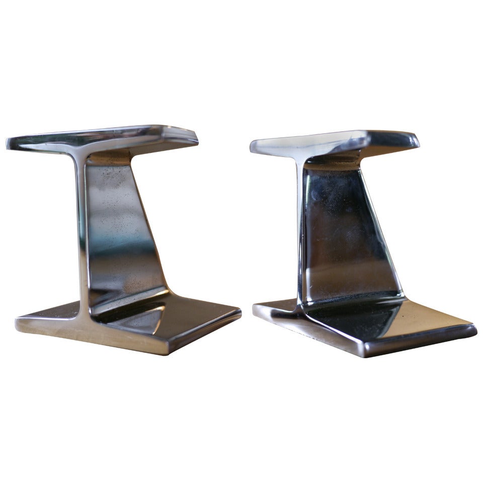 Chrome I beam bookends For Sale