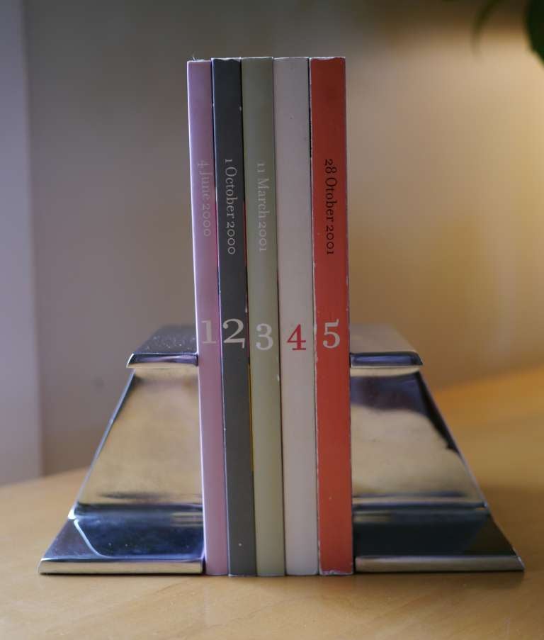 Mid-Century Modern Chrome I beam bookends For Sale