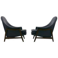 Pair of  Edward Wormley for Dunbar Womb lounge chairs
