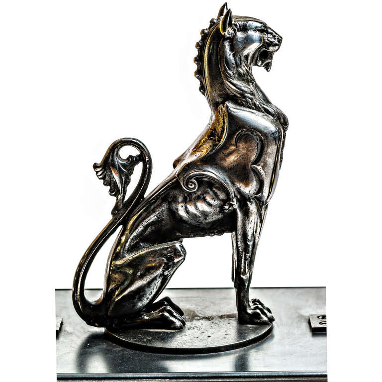 Pair of Handmade Cast Iron Mythical Animal Lights