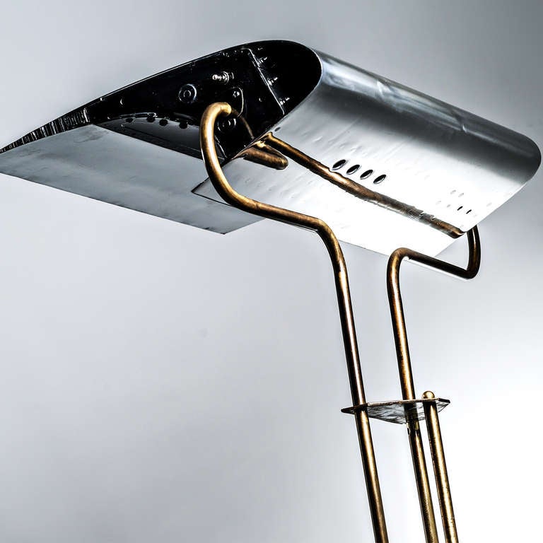British Leading Edge Slat Floor Lamp, Art Deco Style For Sale