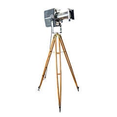 French Film Light on Vintage Tripod with Brass Fittings, 1940s