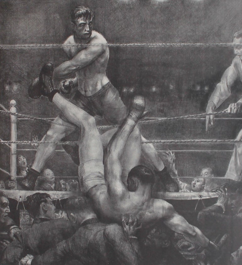 George Wesley Bellows Figurative Print - Dempsey Through The Ropes