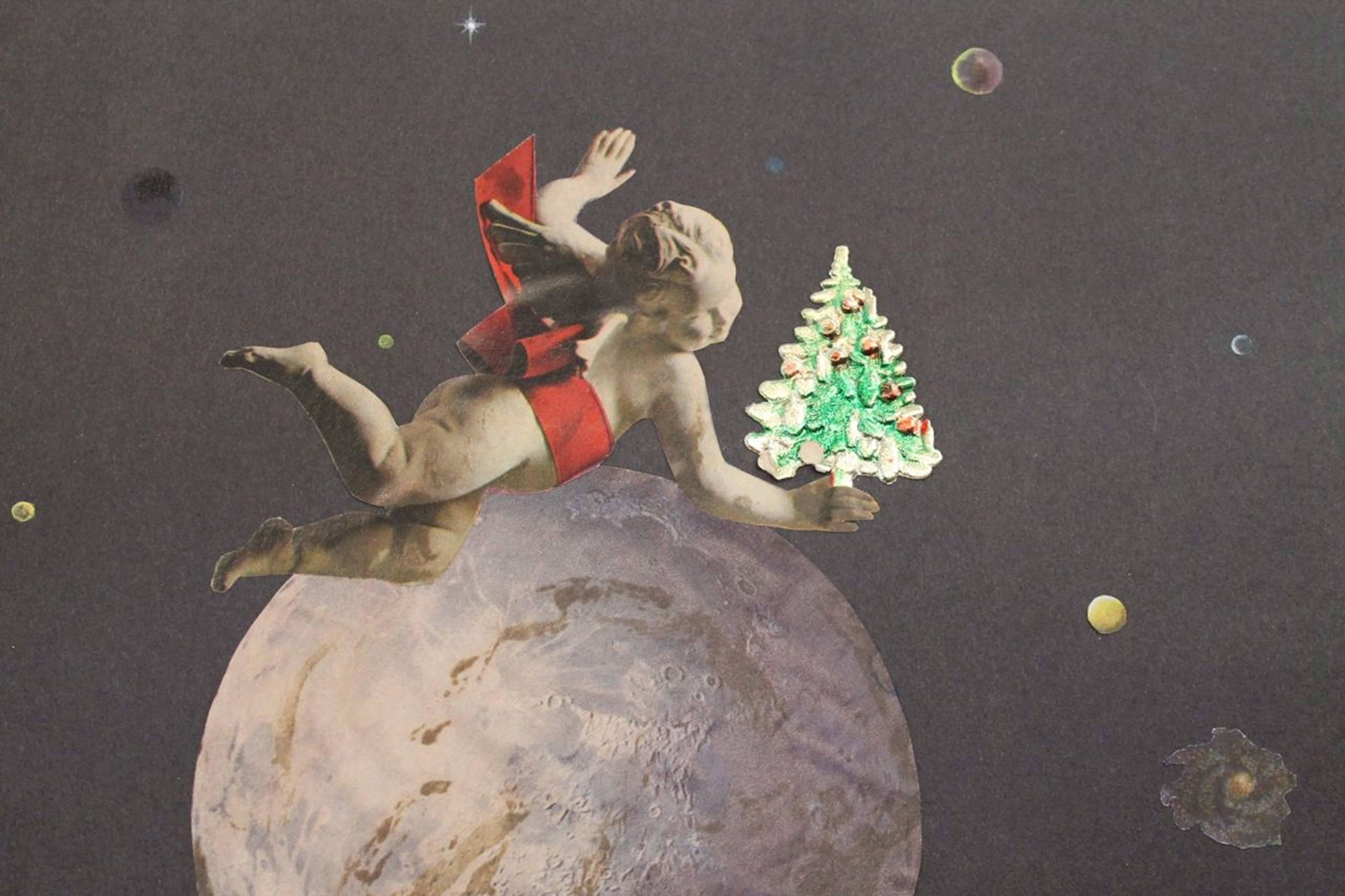 Christmas in Space - Surrealist Mixed Media Art by Clarence Holbrook Carter
