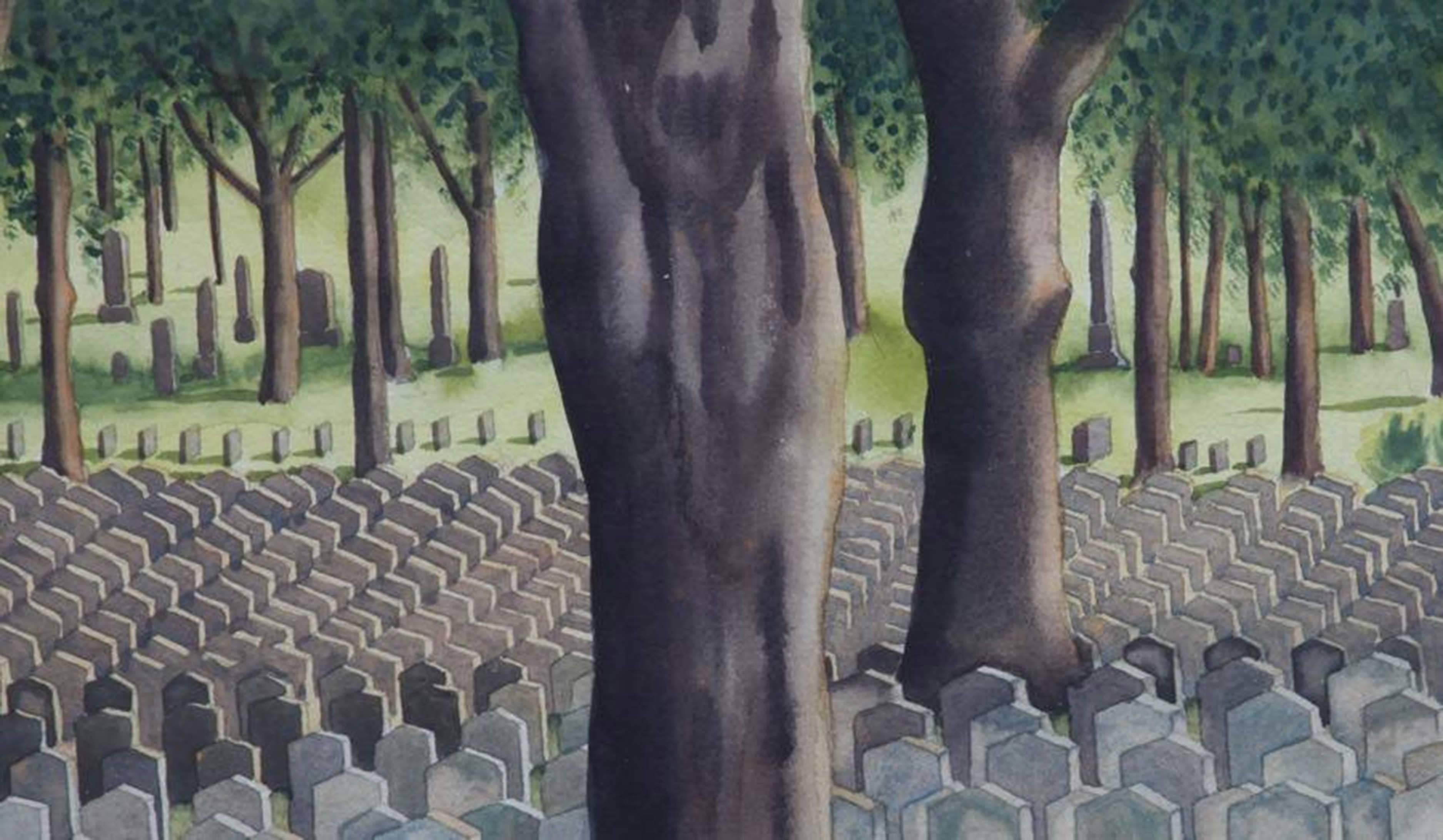 Confeferate Soldiers' Cemetery, 1929 - American Realist Art by Clarence Holbrook Carter