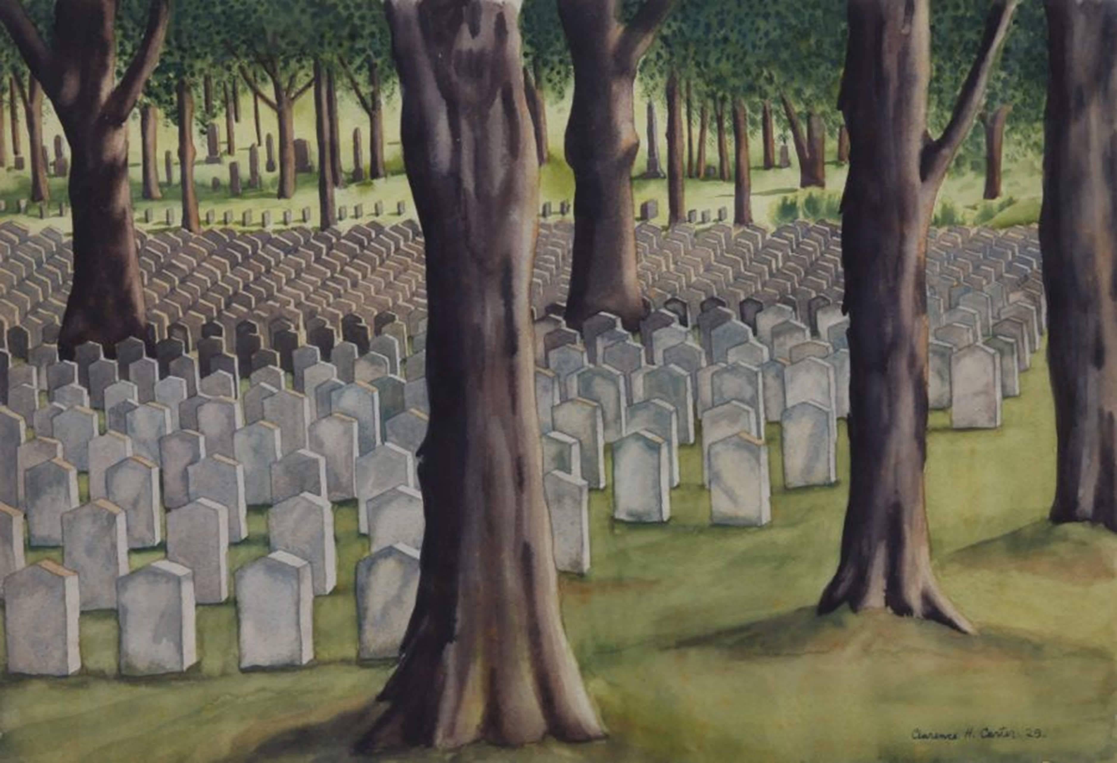 Clarence Holbrook Carter Landscape Art - Confeferate Soldiers' Cemetery, 1929