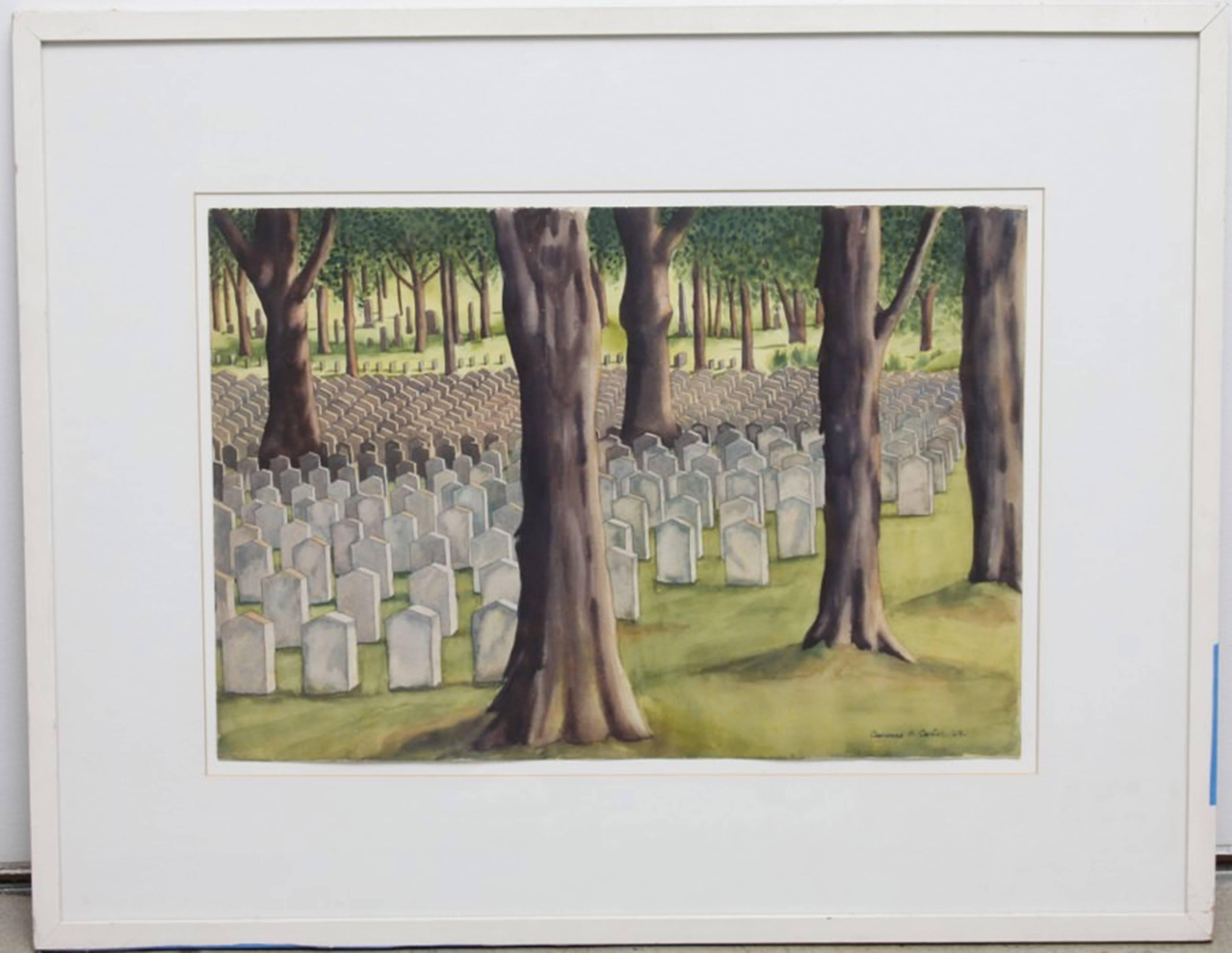 Confeferate Soldiers' Cemetery, 1929 - Art by Clarence Holbrook Carter