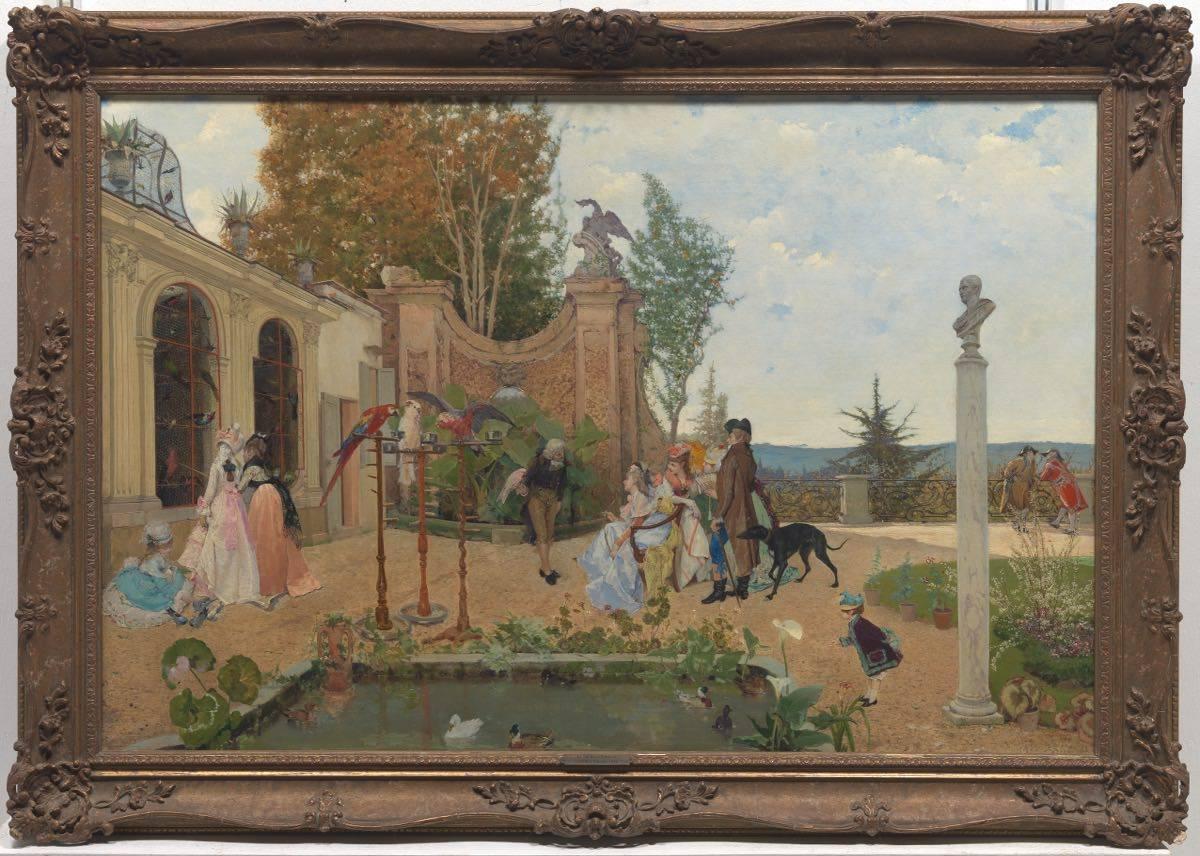 At The Villa Borghese - Painting by Lorenzo Valles