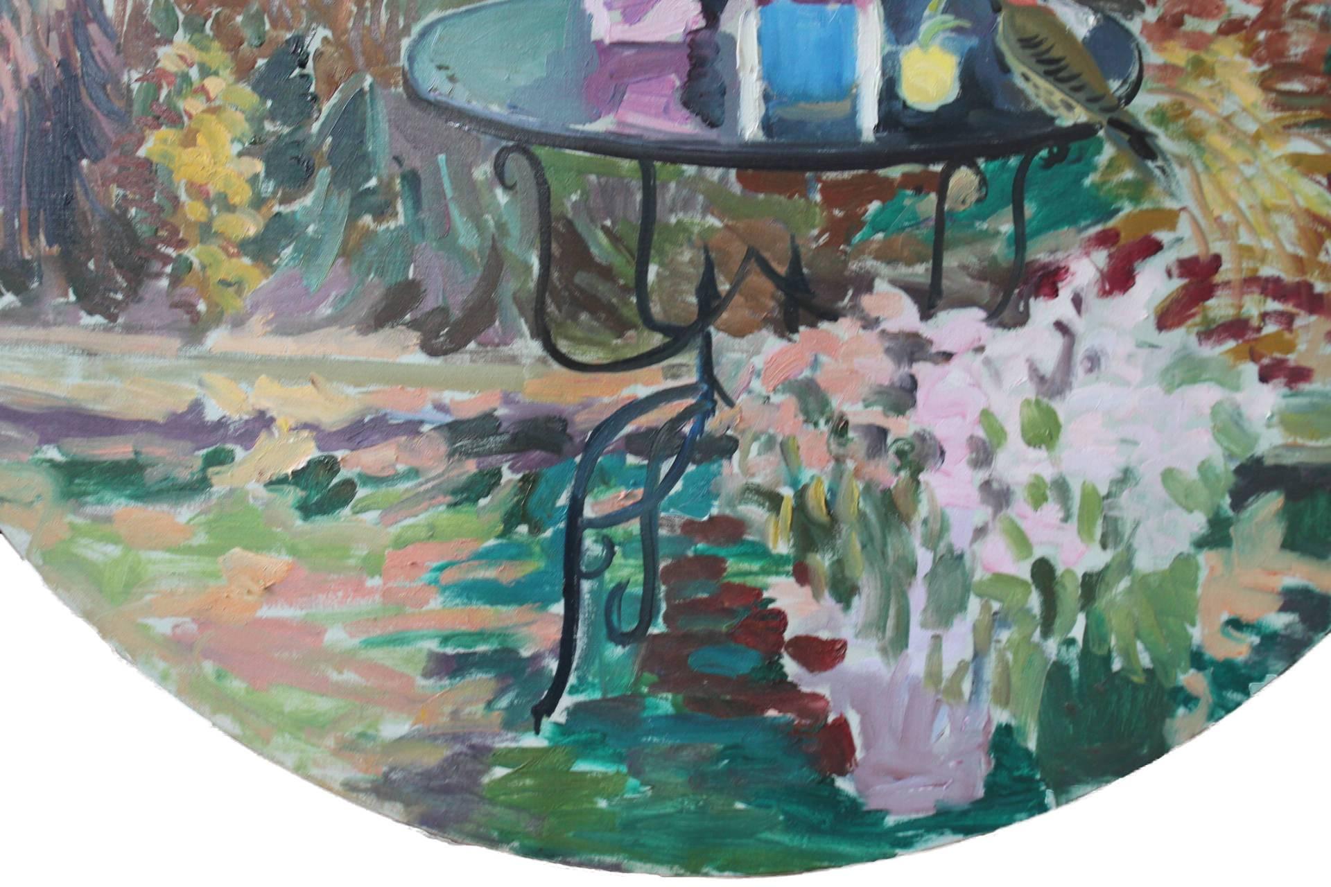 Garden Still Life with Table and Bird For Sale 1