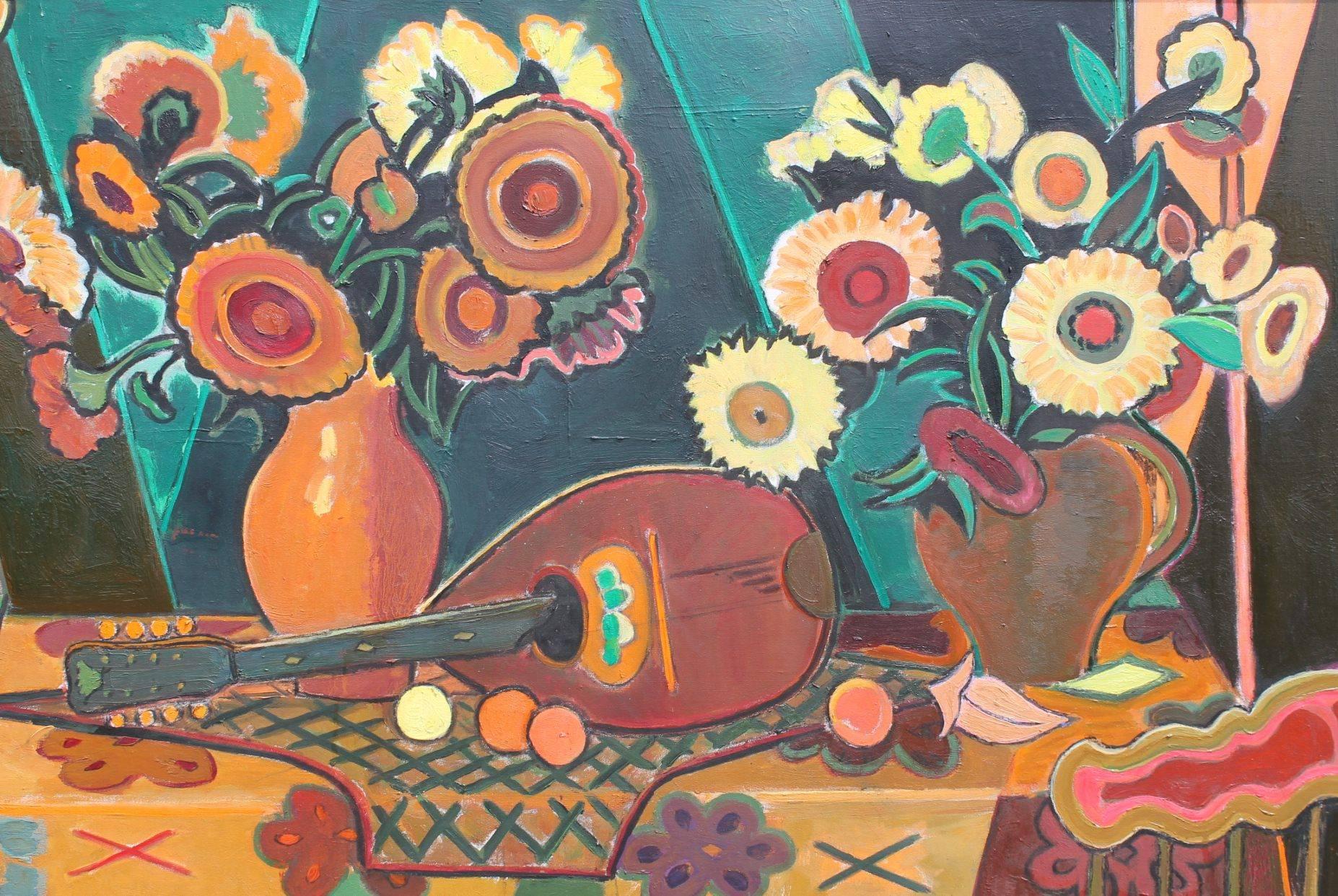 Still Life with Lute - American Modern Painting by Joseph O'Sickey