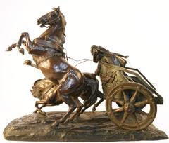Giuseppe Ferrari 19th Century Bronze, Horse and Chariot 4