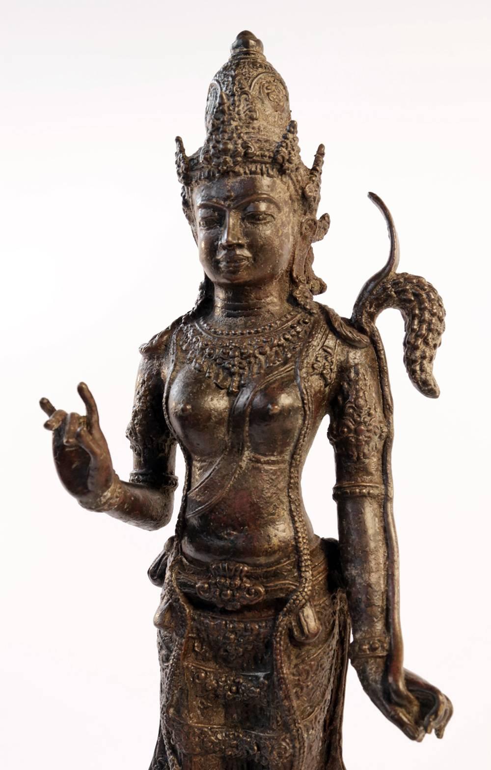 Unknown Figurative Sculpture - 15th/16thc. Javanese Bronze Rice Goddess