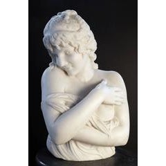 A Carved Marble Bust of a Demure Young Girl 5