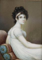 Miniature Painting on Ivory, Josephine Bonaparte after Jacques Louis David