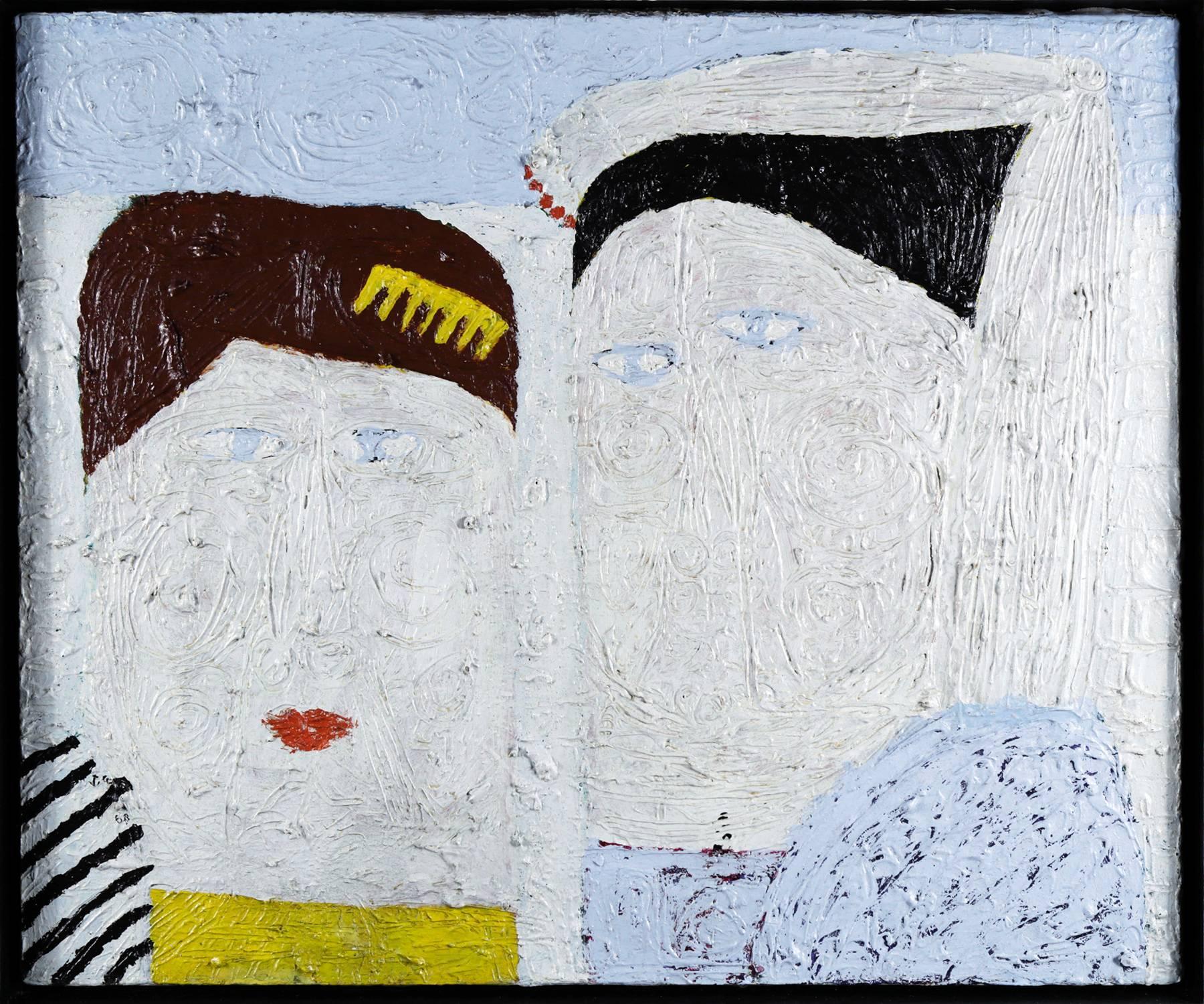 Joseph Glasco Figurative Painting - Couple, 1968