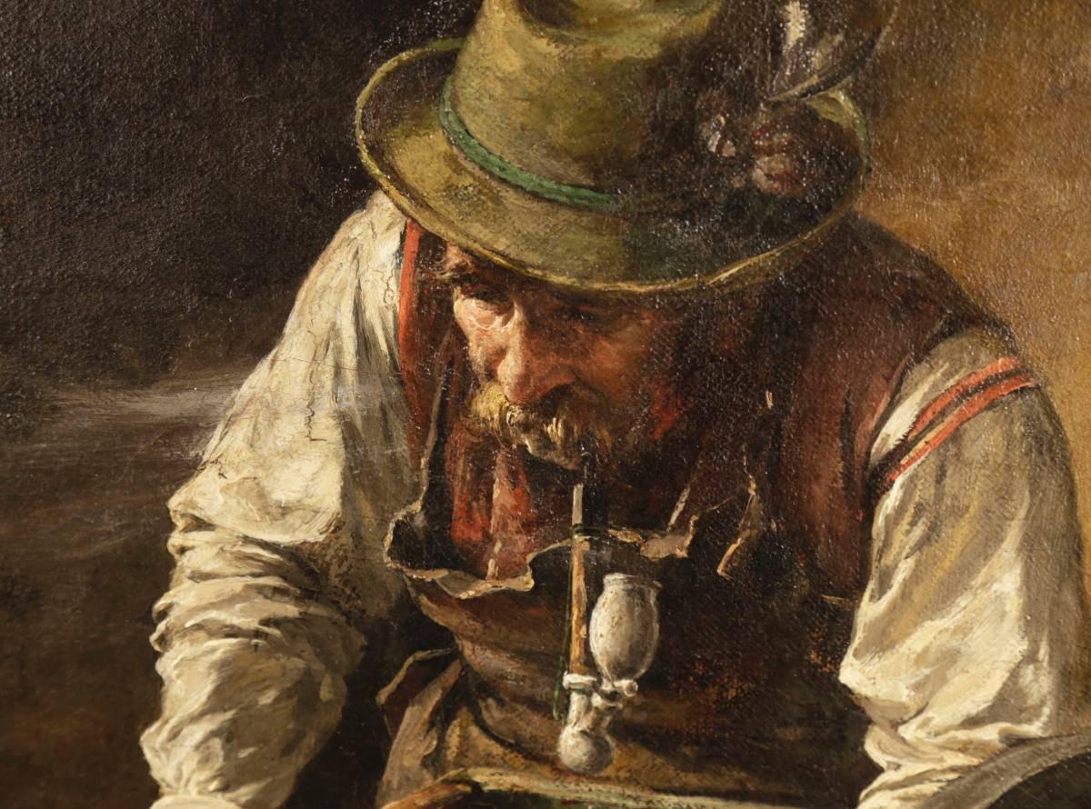 The Knife Sharpener - Realist Painting by Hans Pock