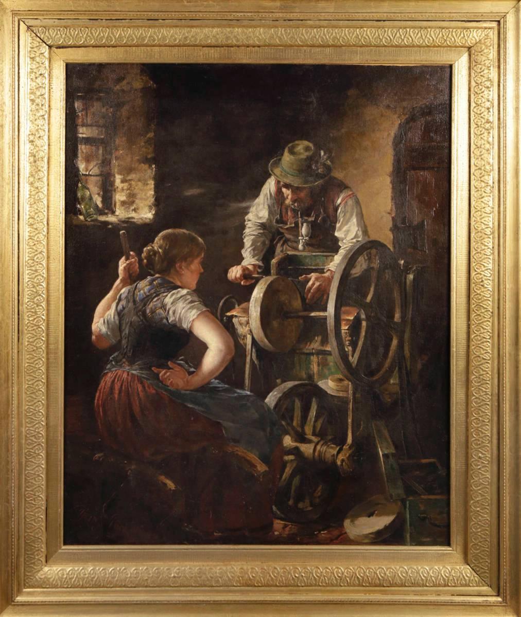 The Knife Sharpener - Painting by Hans Pock