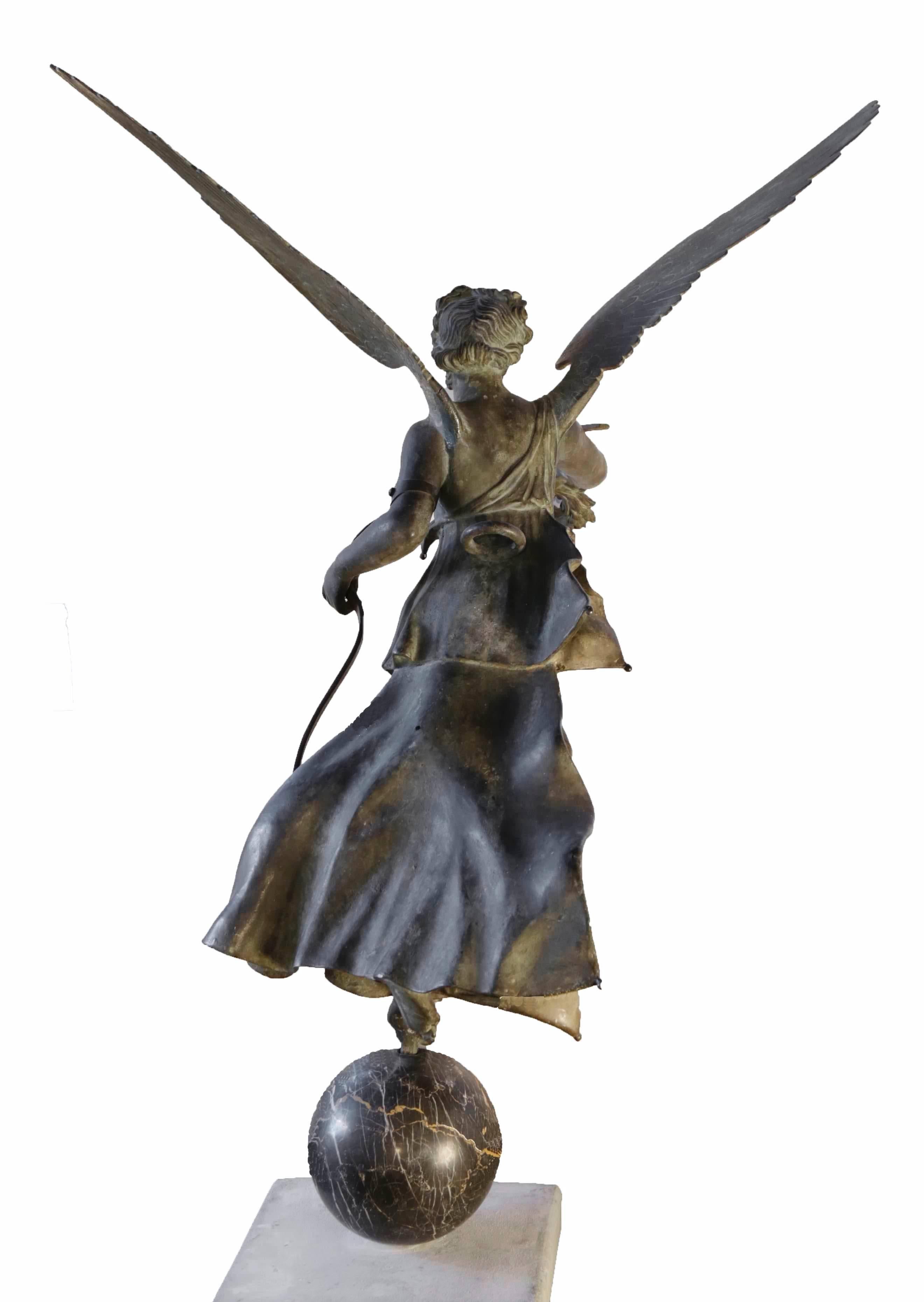 Italian Bronze Figure of Nike, or Winged Victory - Gold Figurative Sculpture by Unknown