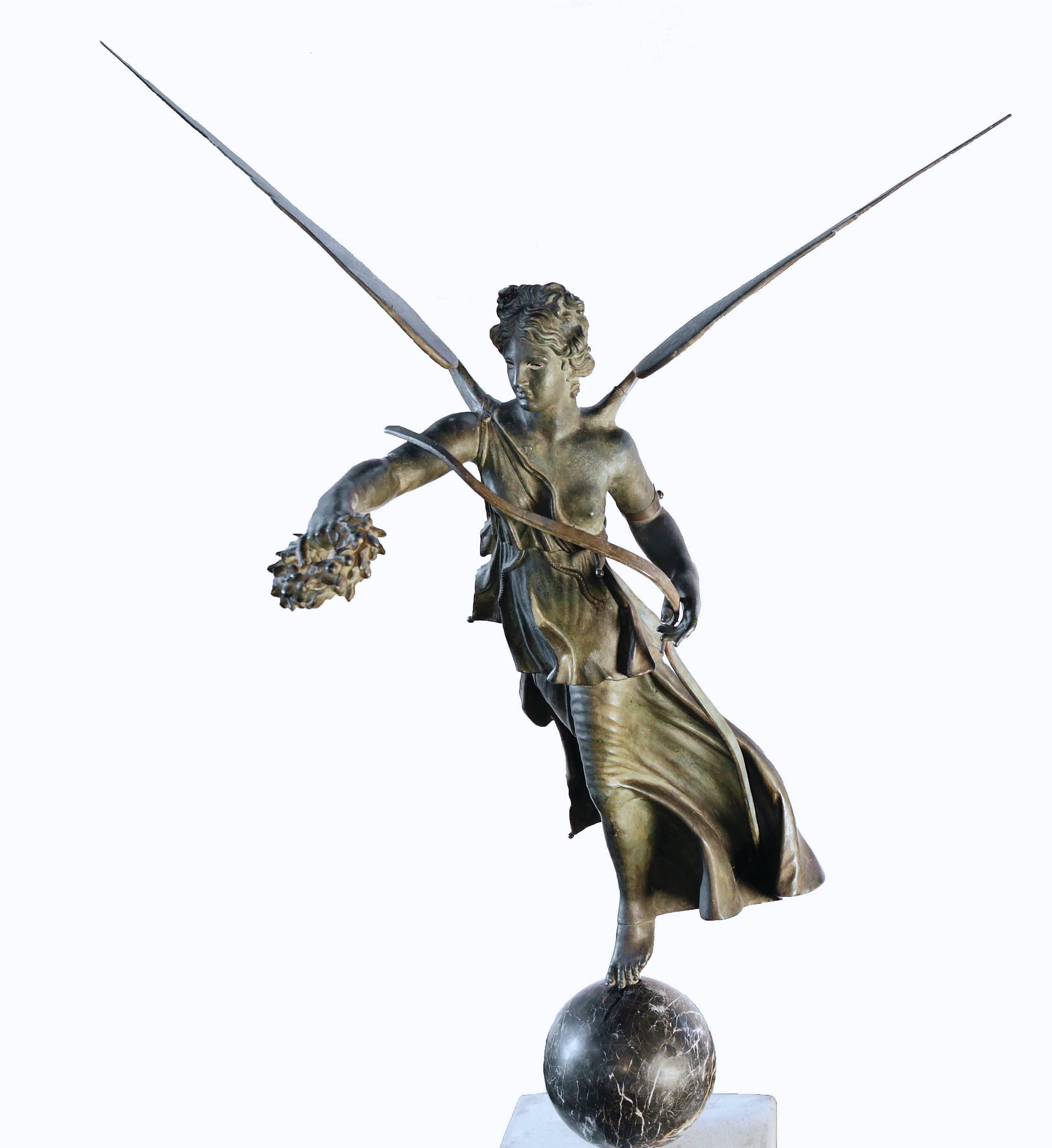 Italian Bronze Figure of Nike, or Winged Victory - Sculpture by Unknown